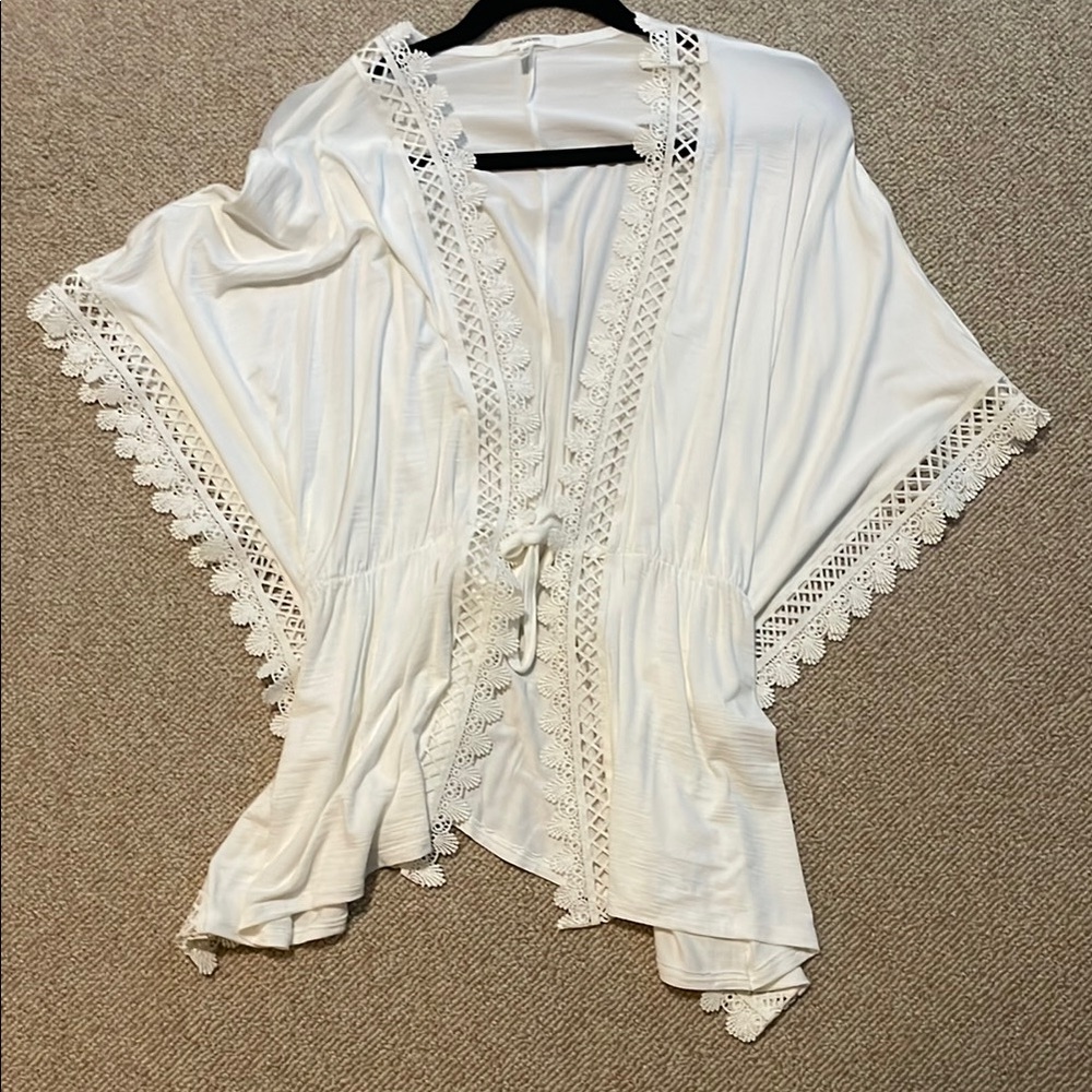 Maurices White Kimono with Lace Detail